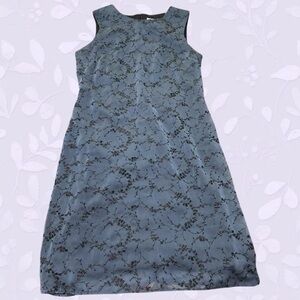 Vintage 90’s Blue & Black Sparkling Floral Embroidered Sleeveless Dress